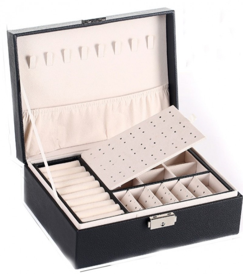 Multifunctional Pu Leather Jewelry Storage Organizer Box with lock key Used To Store Jewelry