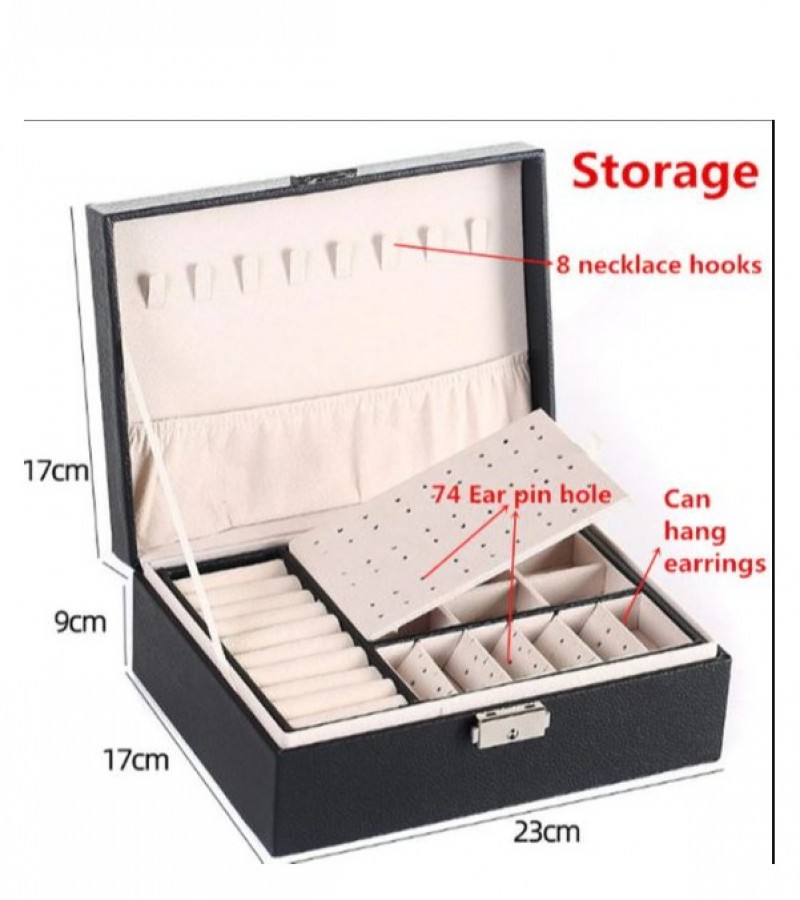 Multifunctional Pu Leather Jewelry Storage Organizer Box with lock key Used To Store Jewelry