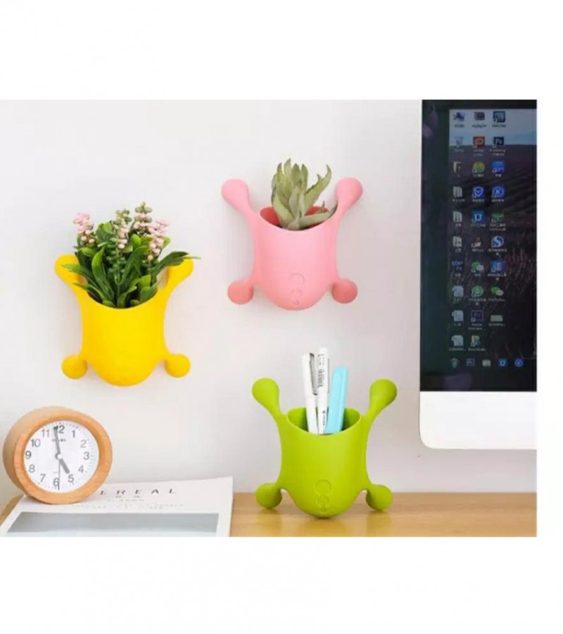 Office Decoration Creative Flower Pot Wall-Mounted Window Vases Desk Pen Holders 1Pcs - Multi