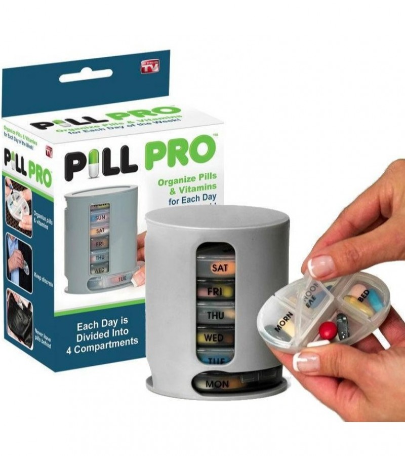 Pill Pro Weekly Medicine Organizer Box 7 Stackable Compartments Each Tray Is Labeled