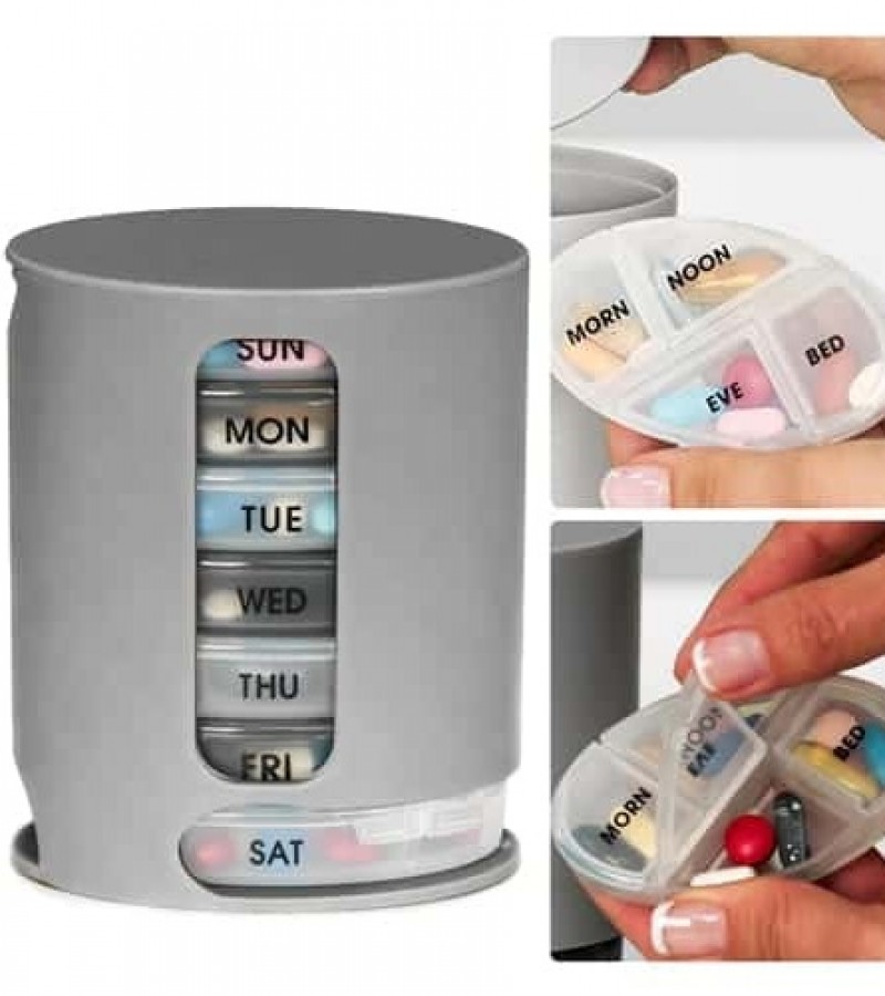 Pill Pro Weekly Medicine Organizer Box 7 Stackable Compartments Each Tray Is Labeled