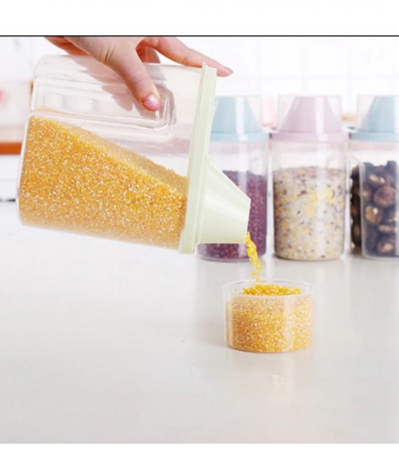 Plastic 4Pcs Cereal Dispenser With Lid Storage Box Container For Kitchen - Small Size 1.5 Litter