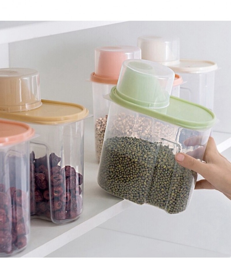 Plastic 4Pcs Cereal Dispenser With Lid Storage Box Container For Kitchen - Small Size 1.5 Litter