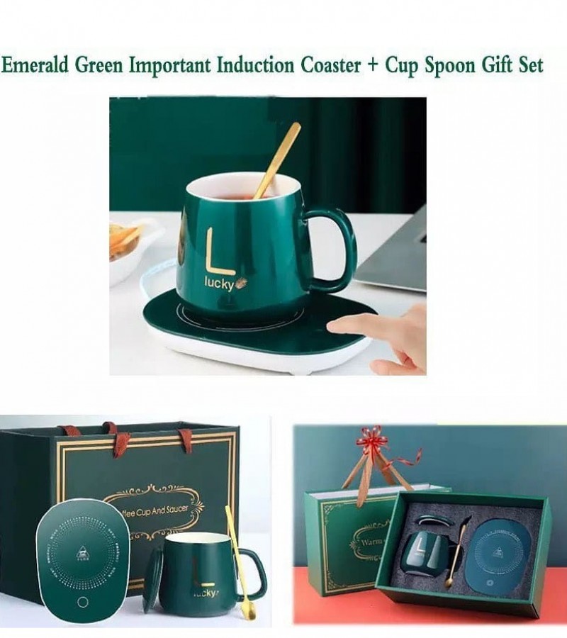 Portable Cup Warmer Set Automatic Heating Cup Pad Ceramics 55°C Temperature Mug Mat Coaster Heat Cup