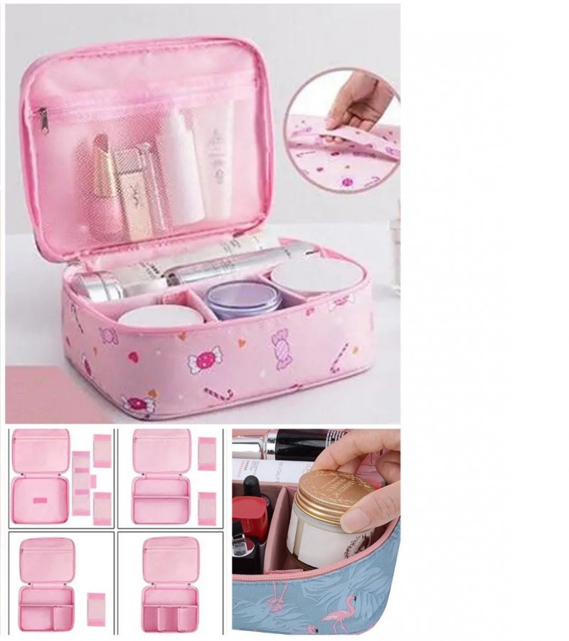 Portable Makeup Cosmetic Case with Adjustable Dividers for Cosmetics Makeup Brushes Women - Multi