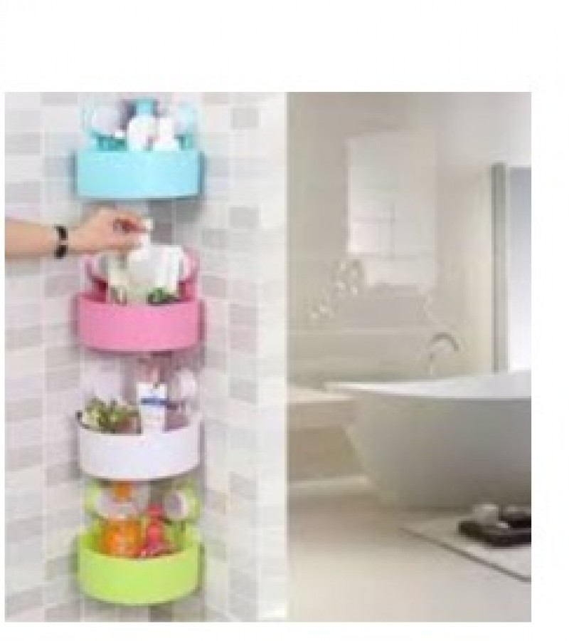 Triangle Bath and Kitchen Corner Storage Shelf with Suction Cup - Multicolour