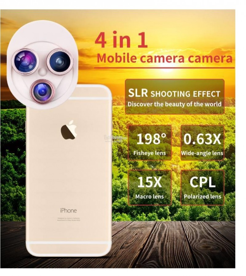 Universal mobile phone camera lens 4 in 1