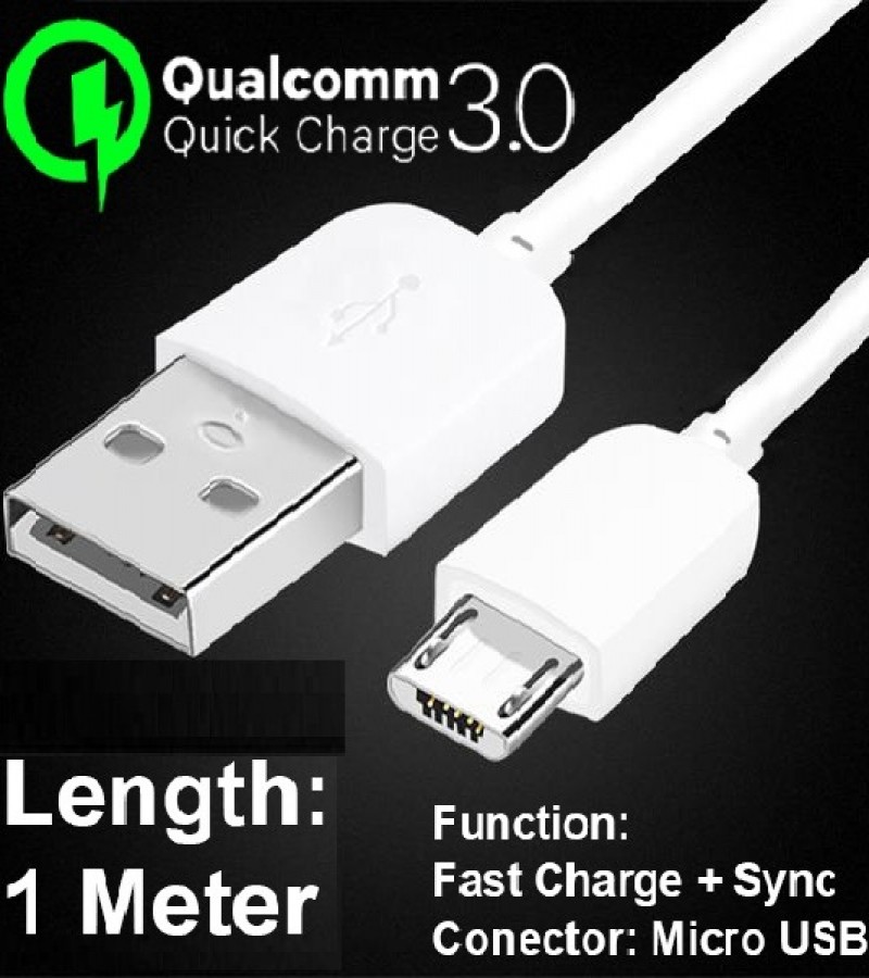 Qualcomm 1 Meter QC 3.0 Micro USB Fast Charging Cable + Data Cable / Sync Cable