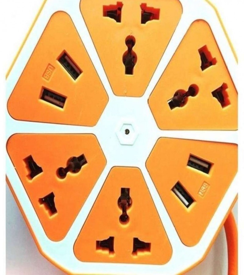 Multi Power Plug Extension - 4 Power Sockets & 4 Usb Ports