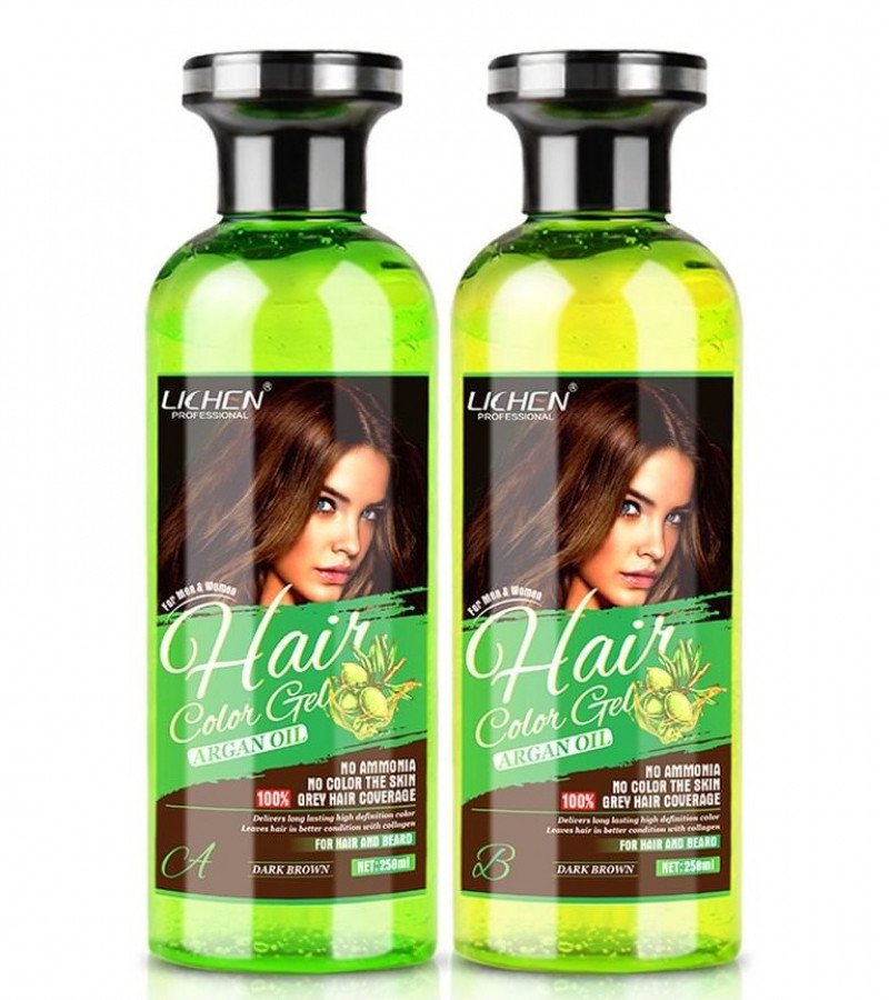Lichen Hair Color Gel Dark Brown Argan Oil 258 ml x 2 = 516 ml
