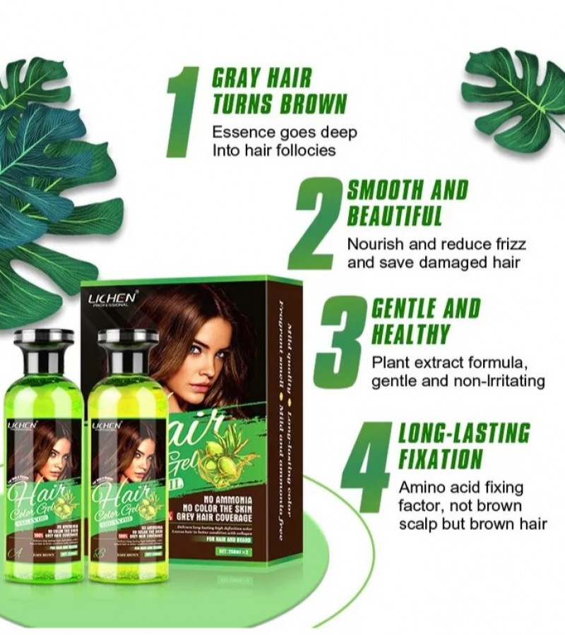 Lichen Hair Color Gel Dark Brown Argan Oil 258 ml x 2 = 516 ml