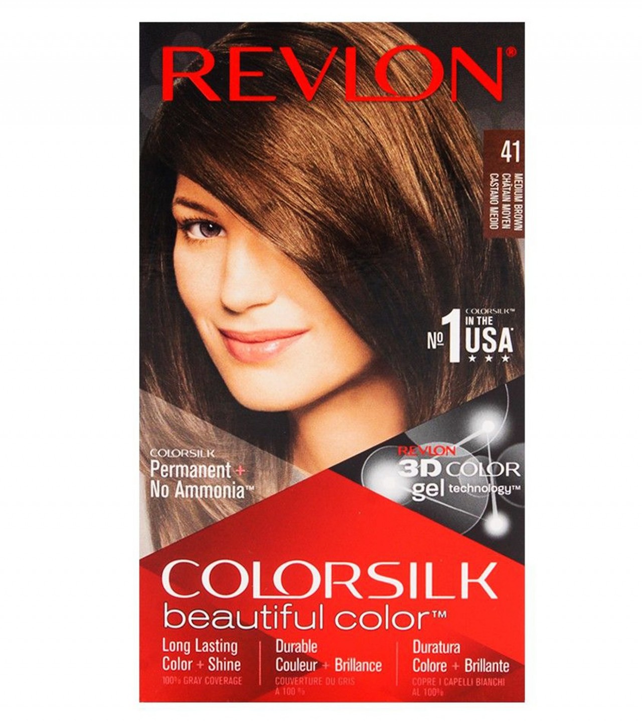 Revlon Color Silk Medium Brown Hair Color for Unisex - No. 41 - Medium Brown