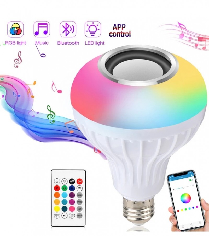 RGB Wireless Bluetooth Speaker Music LED Bulb with Remote control