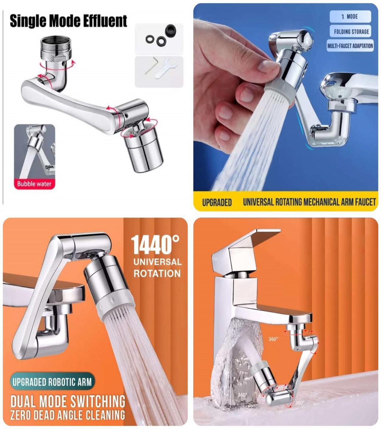 1080 Faucet Extender,Universal Rotating Splash Filter Faucet,Faucet Aerator,Rotatable Multifunctional Extension Faucets Filter Kitchen Tap Extend