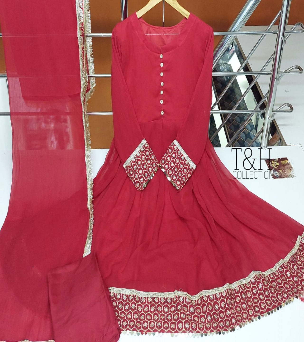 Embroided 3 piece frock for Women