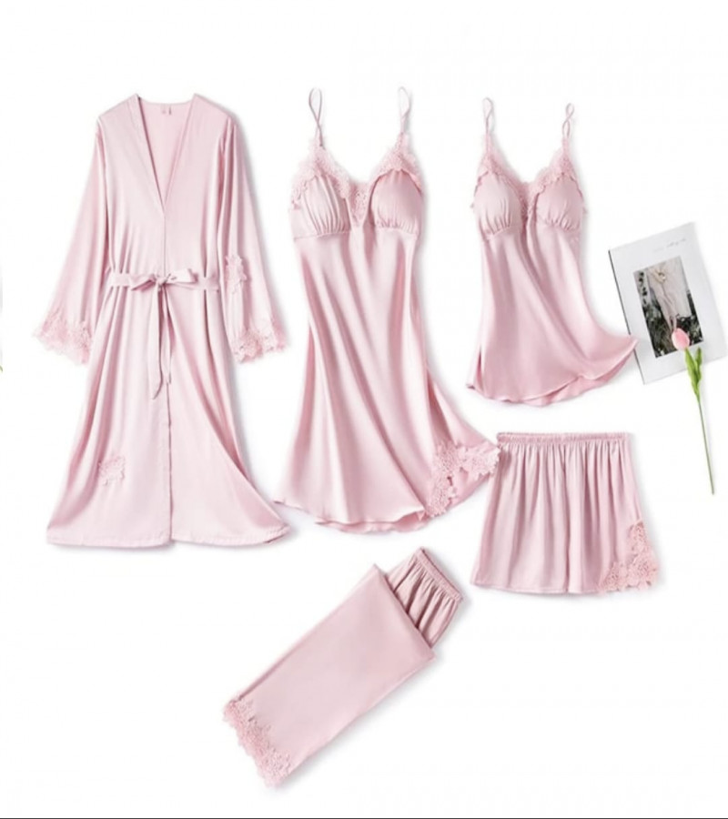 Luxurious 5Piece Nighty Set Sale price Buy online in Pakistan Farosh.pk