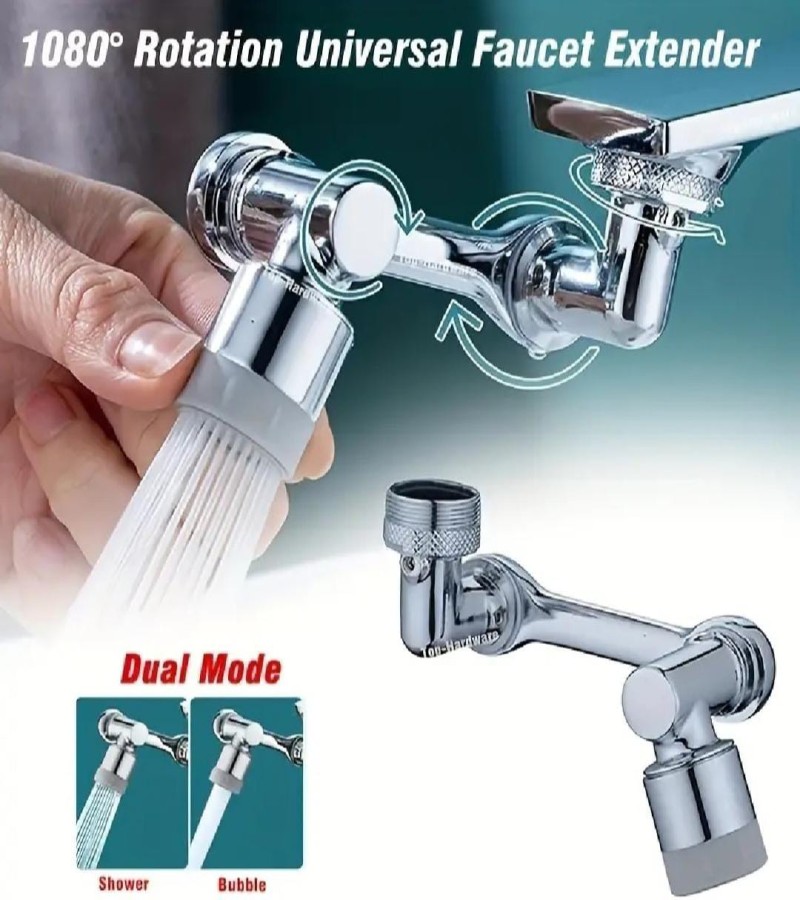 1080° Rotating Faucet Extender - 2 Spray Modes, Brass & ABS, Universal Fit For Kitchen/Bathroom