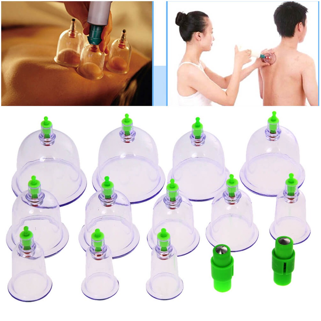 Hijama Medical Vacuum Cupping Suction Therapy Device Set (12 Cups)