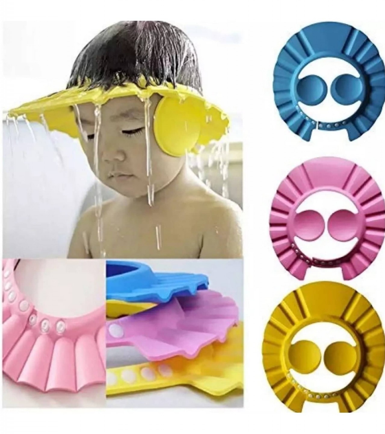 Baby Bath Shower Cap , Soft Adjustable Visor Hat