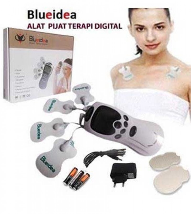 BlueIdea Digital Therapy Machine Full Body Pulse Muscle Relax Massage 4 Pads with Battry