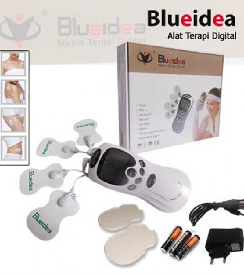 BlueIdea Digital Therapy Machine Full Body Pulse Muscle Relax Massage 4 Pads with Battry