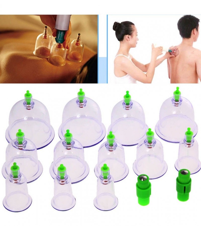 Hijama Medical Vacuum Cupping Suction Therapy Device Set (12 Cups)