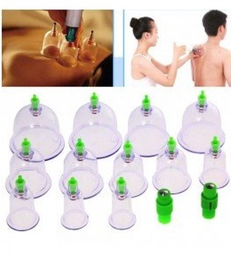 Hijama Medical Vacuum Cupping Suction Therapy Device Set (12 Cups)