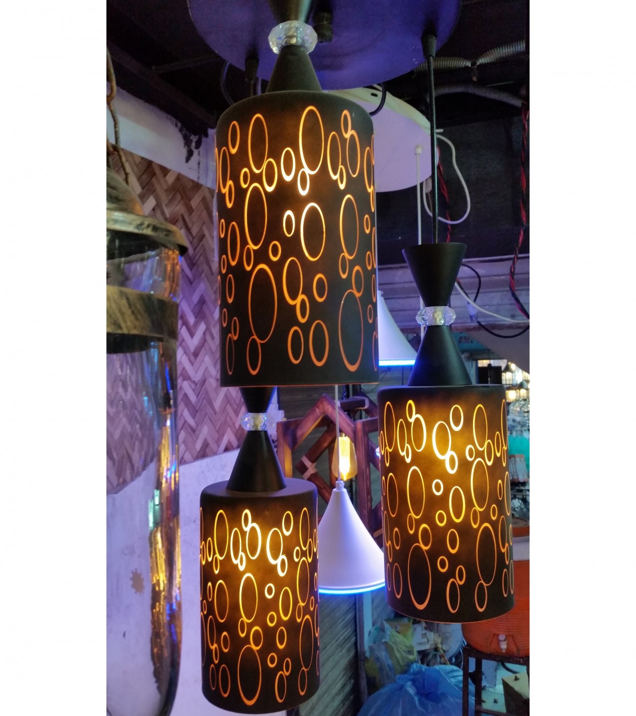 Imported Cylinder Shape Circle Design Glass Hanging Light/ Chandelier
