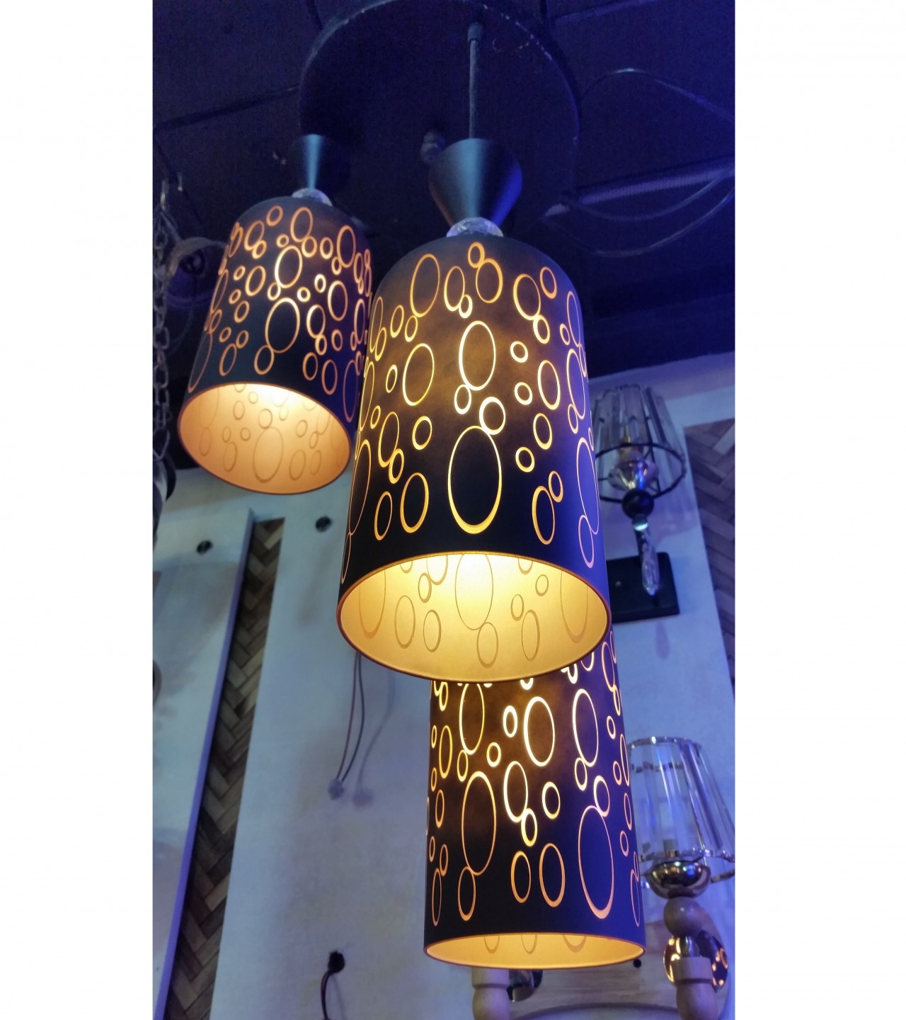 Imported Cylinder Shape Circle Design Glass Hanging Light/ Chandelier