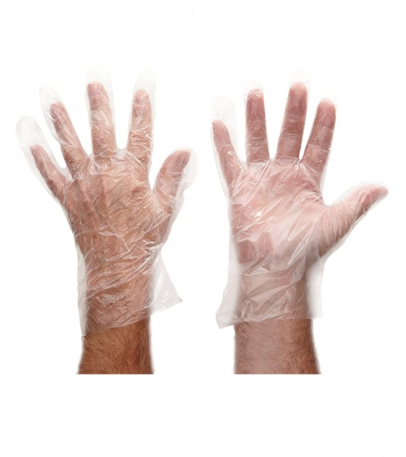 Plastic Polythene Disposable Gloves – 100 Pcs