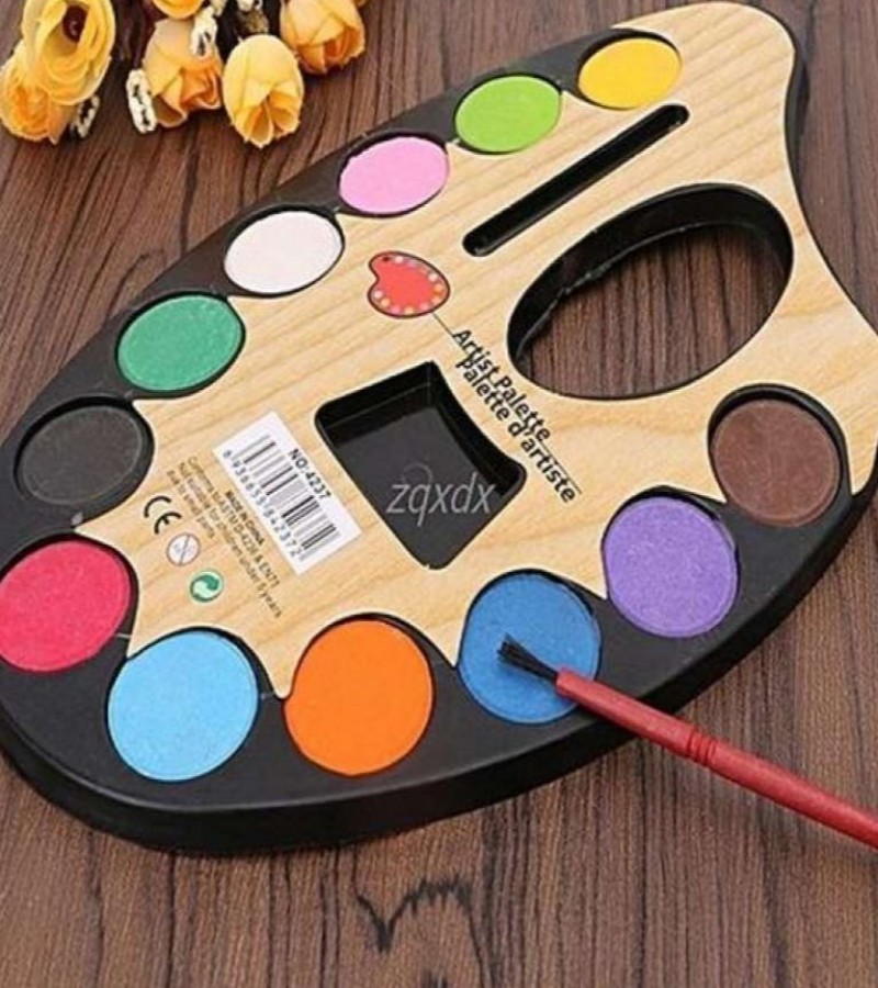 Water Colour Palettes 12 Colours with FREE Paint Brush