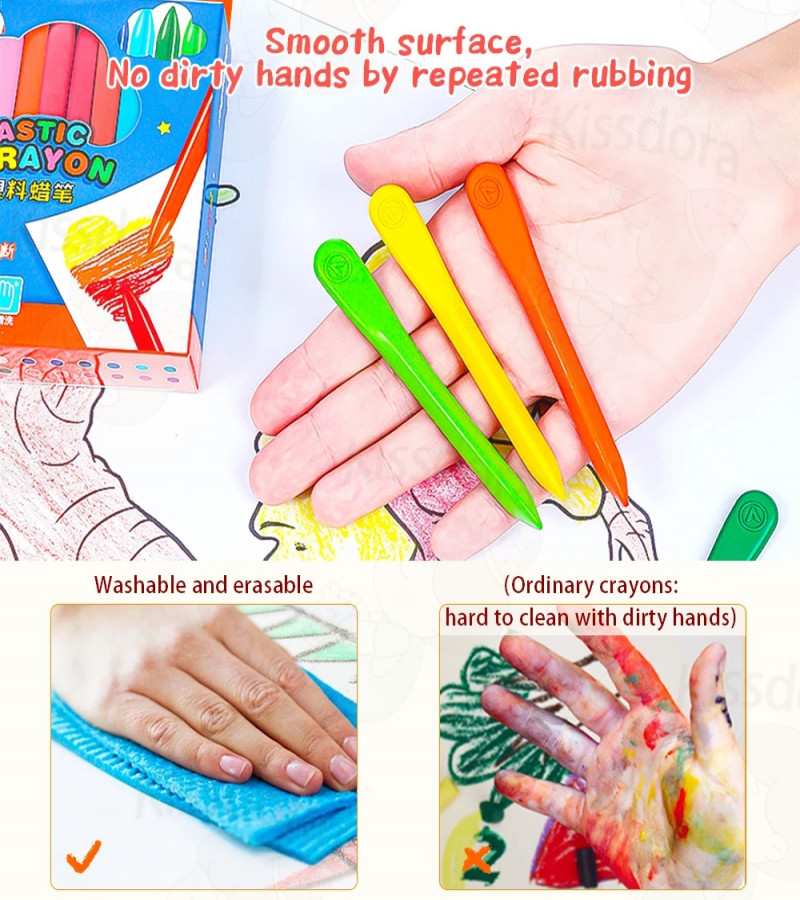 12 pc Colors Crayons Non Dirty Hand Washable Safe Non-Toxic Crayons for Kids Baby Toddler Unbreakable Gift School Supplies