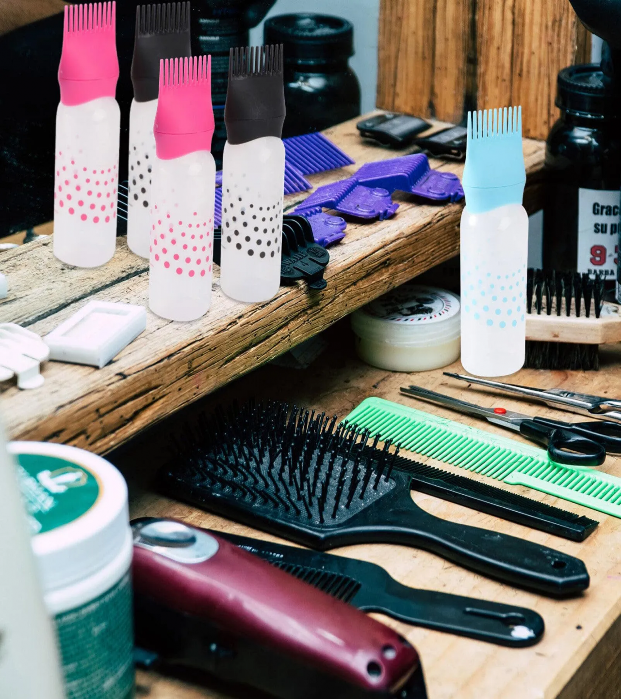 Hair Dye Applicator Brush Bottles Dyeing Shampoo Bottle Oil Comb Hair Dye Bottle Applicator Hair Coloring Styling Tool