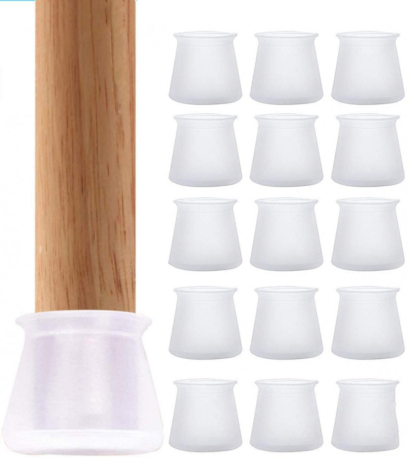 Pack of 16 Silicone Chair Leg Cap - Furniture Table Feet Cover Bottom Pad - Rubber Floor Protector