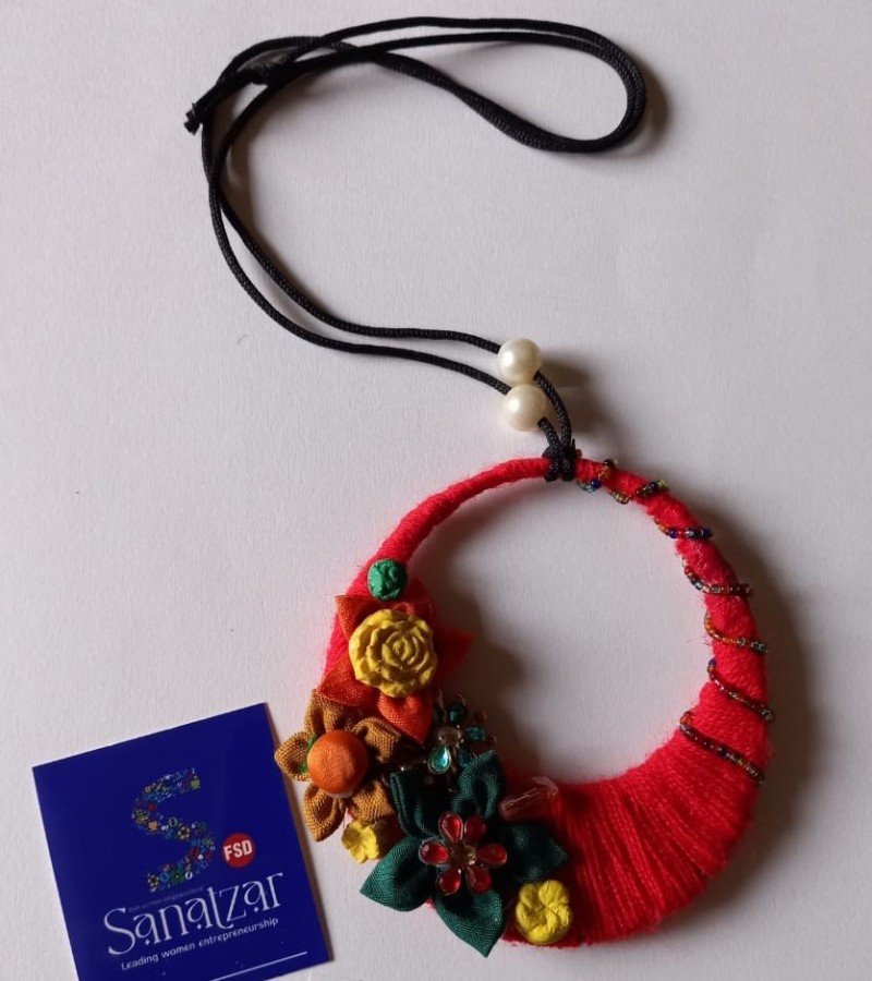 Red flower handmade  necklace