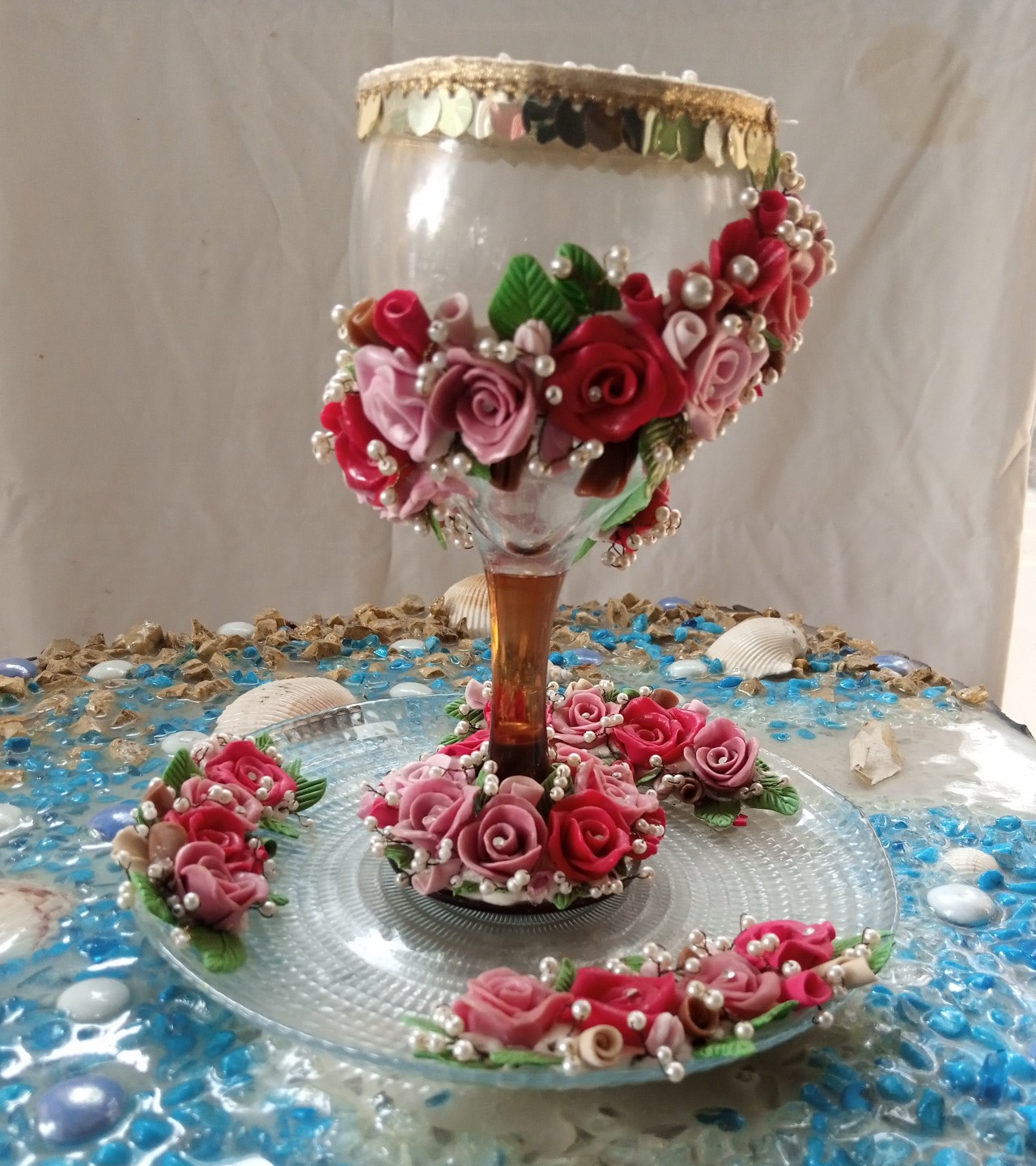 Decorative Doodh Pilai glass with cover