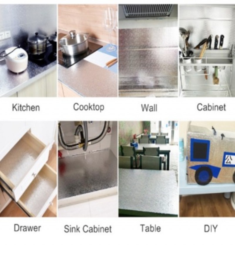 Self Adhesive Kitchen Oil-Proof Kitchen Aluminum Stove Foil Sticker Roll Sheet Size 40*200cm