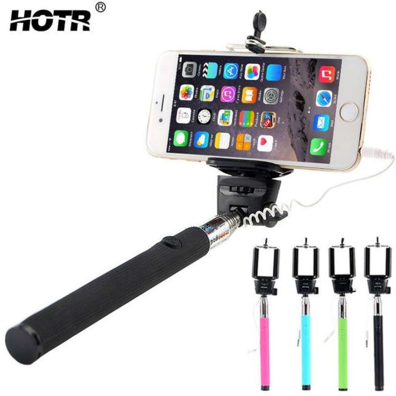 Selfie Stick With Extendable Audio Cable Wired - Integrated Monopod Wired