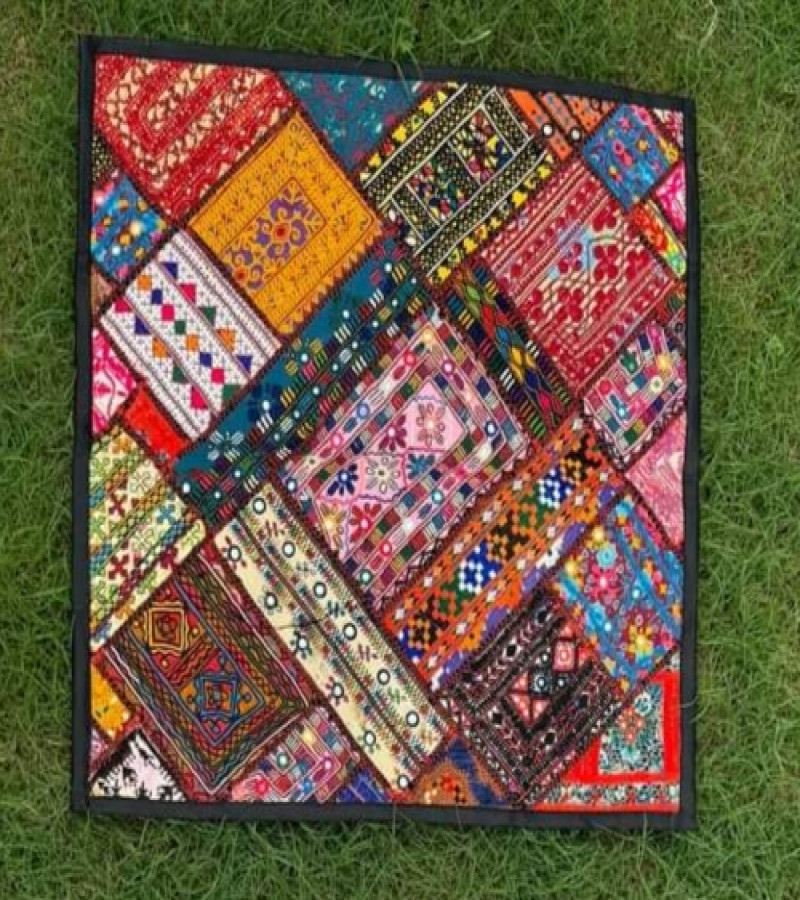 Traditional Multicolor Handmade Patchwork Floor Cushion Cover 27*27