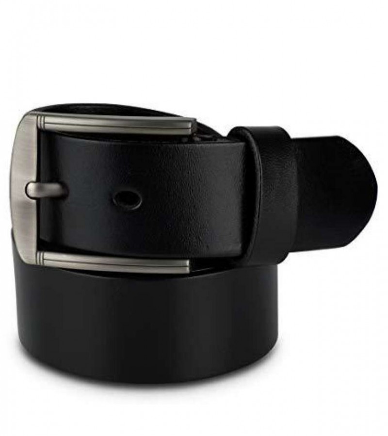 100% GENUINE COW LEATHER BLACK STRAP BELT