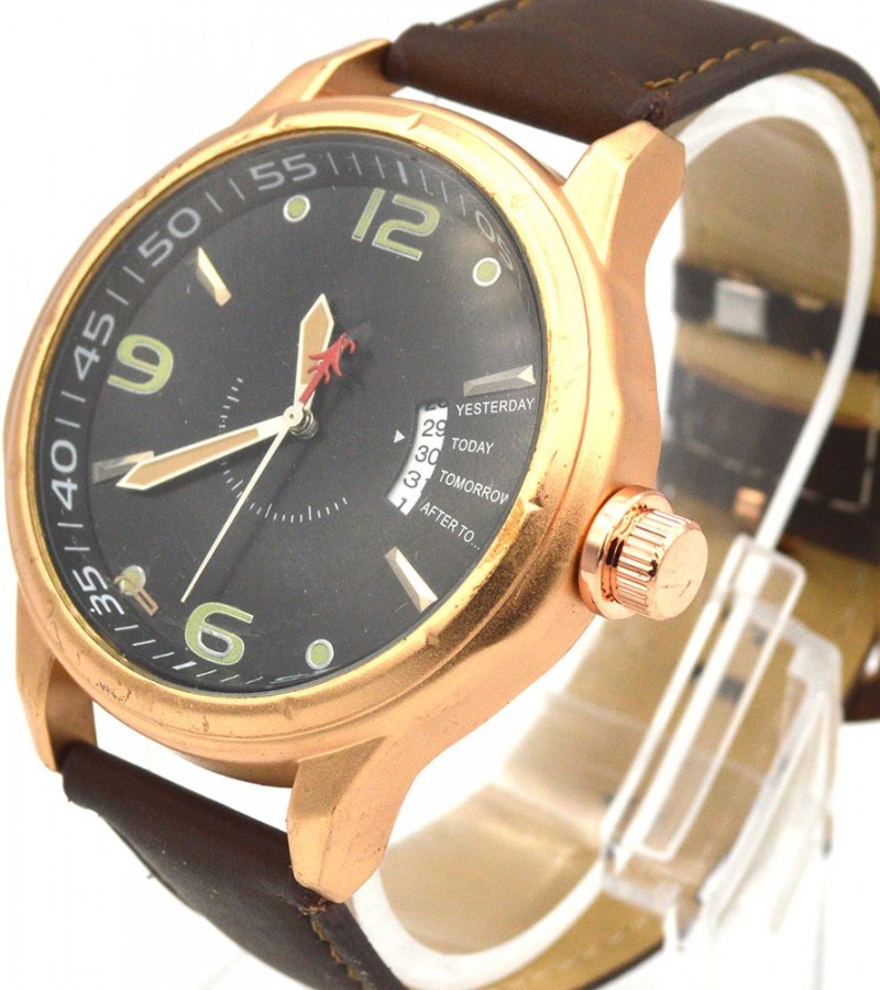 3 In 1 Black Dial Watch For Men