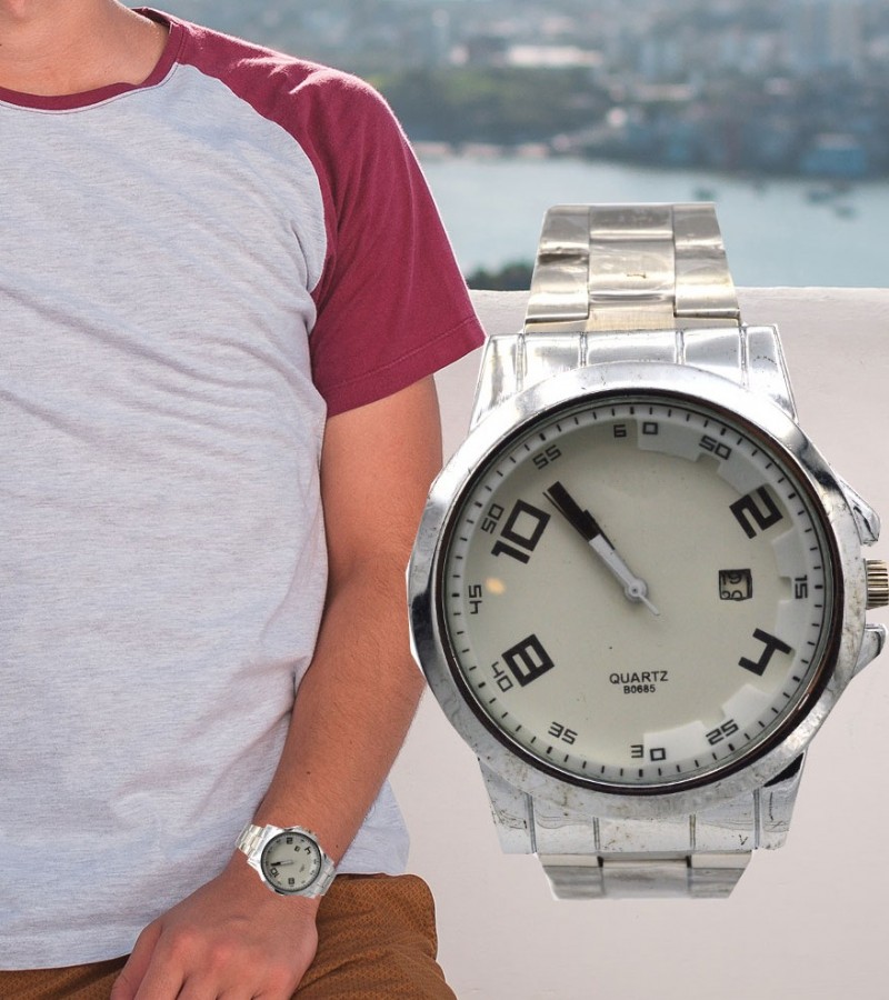 Beautiful White Dial Watch For Men