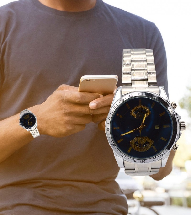 Black Dial Thachymeter Watch For Men