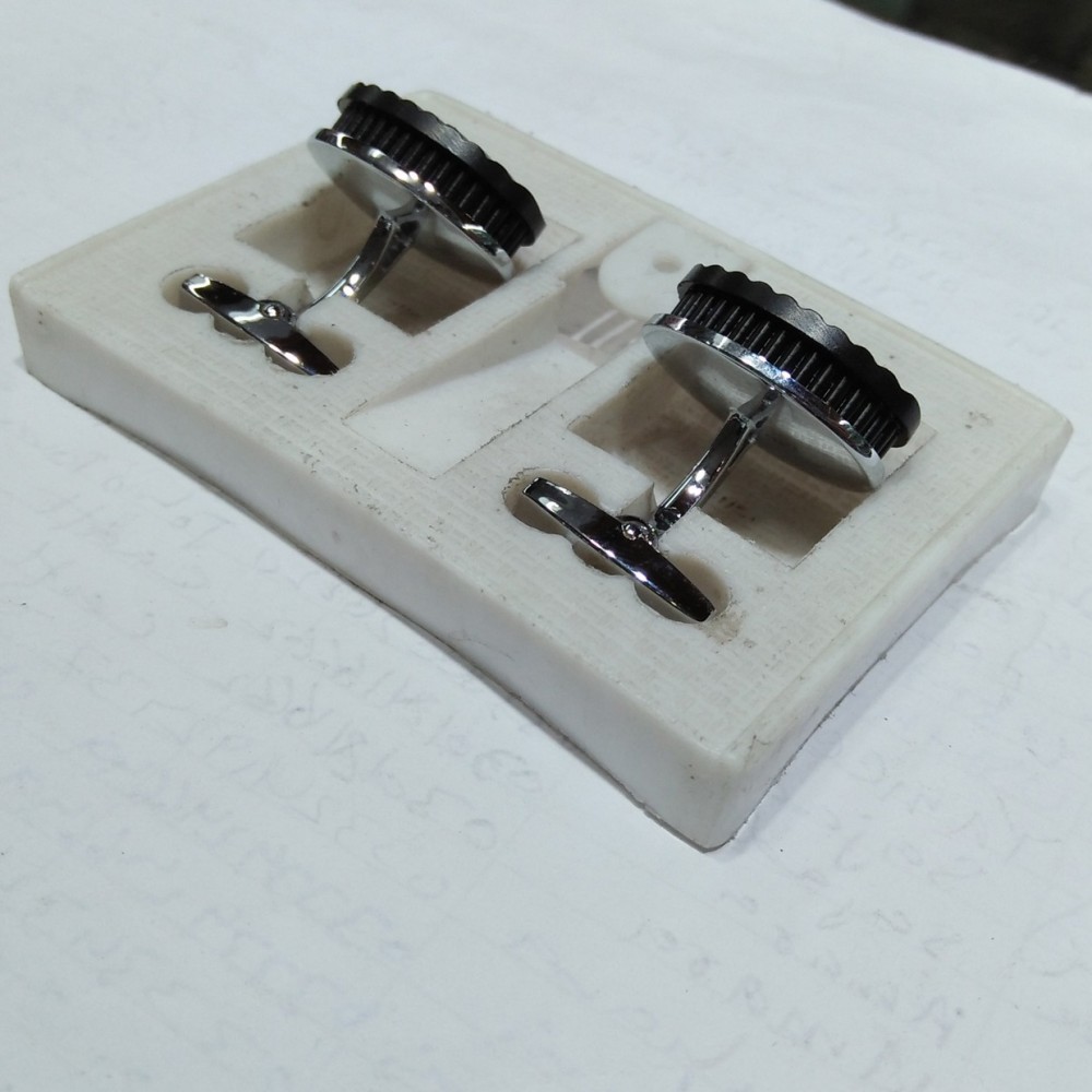 Black Oval Shaped Steel Cufflinks Stud Set For Men