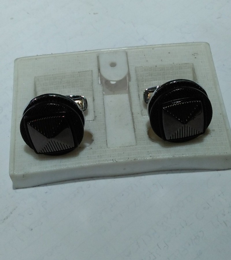 Black Round Shaped Cufflinks Stud Set For Men