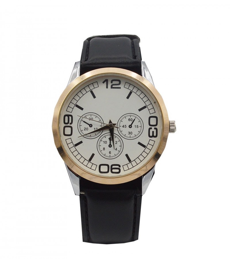 Black Rubber Strap & Silver Dial Watch