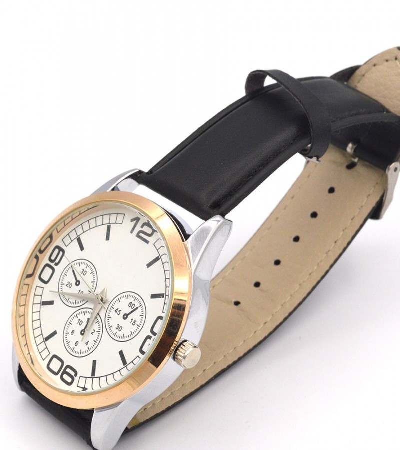 Black Rubber Strap & Silver Dial Watch