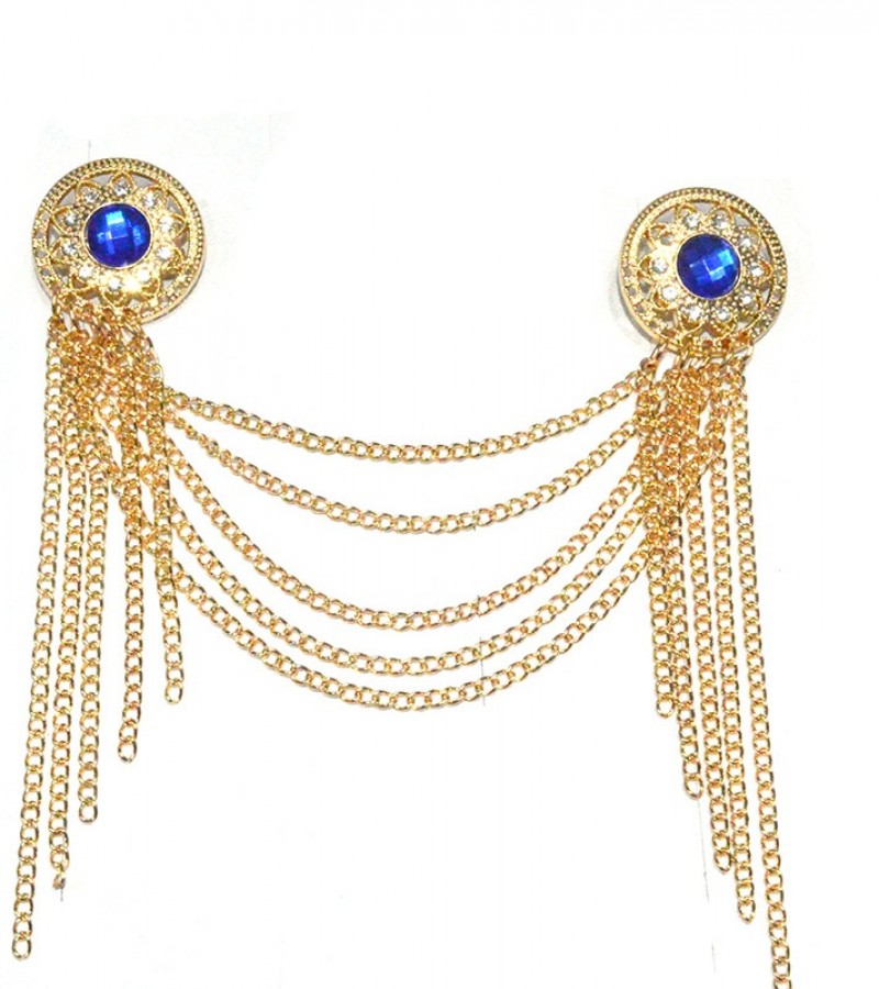 Blue Golden Brooch