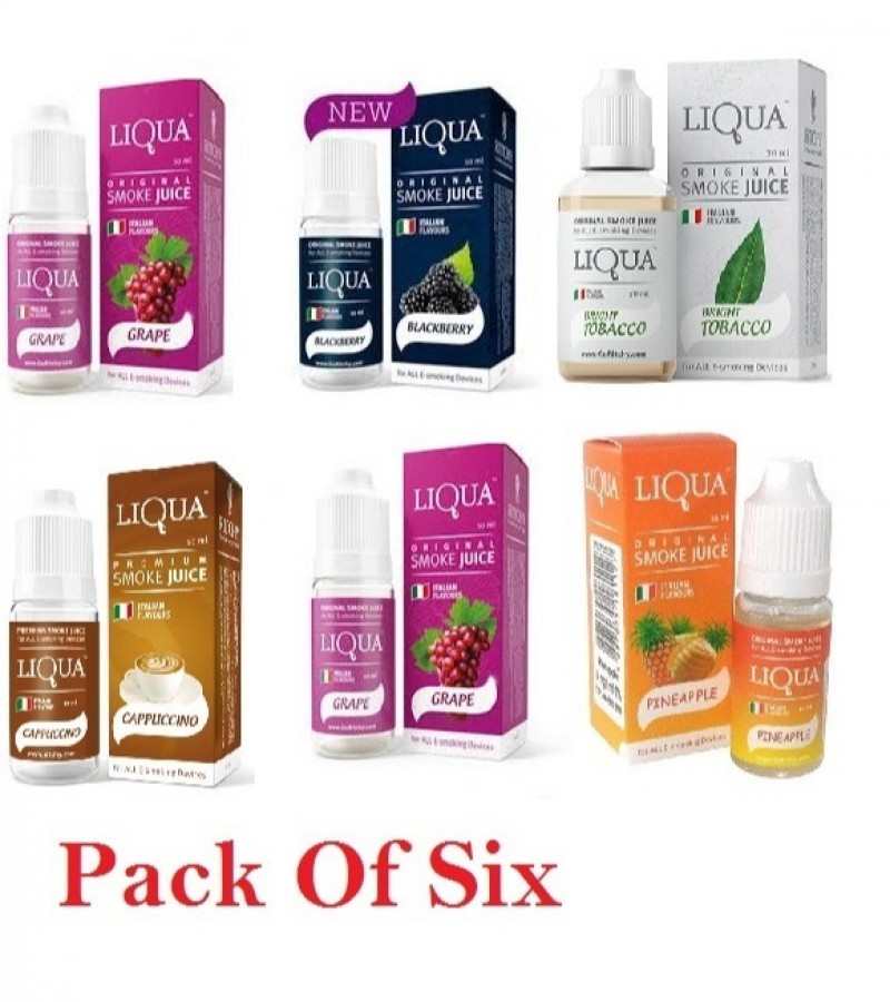 PACK OF 6 Liqua  Flavor / Cloud E Liquid Juice Oil Vape Shisha Pen Refill