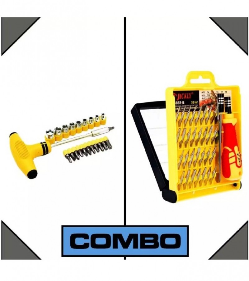 Combo of 32 in 1 jackly toolkit+24 in 1 jialong socket and bits set